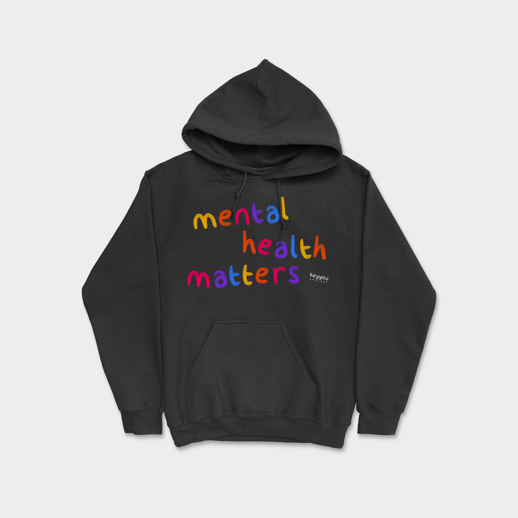 Mental Health Matters Black Embroidered Hoodie – HeyYou Project